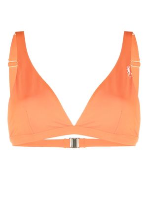 Sporty & Rich logo-print triangle bikini top - Orange