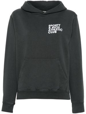 Sporty & Rich logo-printed cotton hoodie - Black