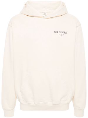 Sporty & Rich logo-printed cotton hoodie - Neutrals