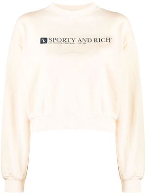 Sporty & Rich logo-printed cropped sweatshirt - Neutrals