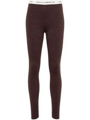 Sporty & Rich logo-waistband knitted leggings - Brown
