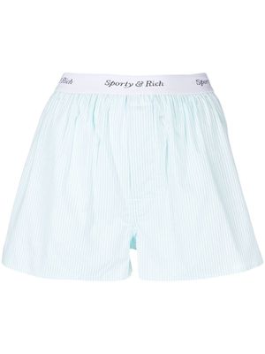 Sporty & Rich logo-waistband striped boxer shorts - Blue