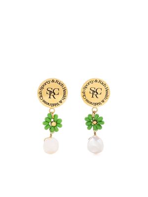 Sporty & Rich pearl resin drop earrings - PEARL GREEN