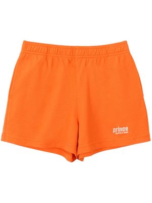 Sporty & Rich Prince-embroidery cotton track shorts - Orange