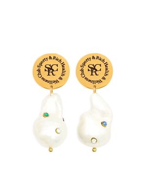 Sporty & Rich rhinestone-embellished pearl earrings - White