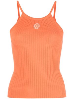 Sporty & Rich ribbed-knit logo-patch top - Orange