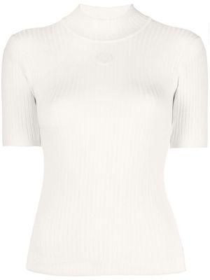 Sporty & Rich ribbed-knit logo-patch top - White