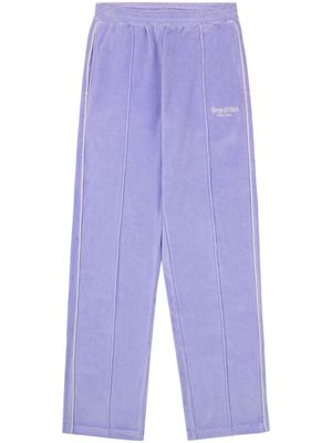 Sporty & Rich Script logo-embroidered velour track pants - Purple