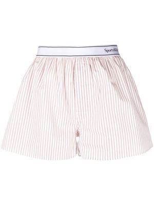 Sporty & Rich Serfi Logon striped shorts - White