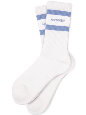 Sporty & Rich Serif Logo cotton socks - White