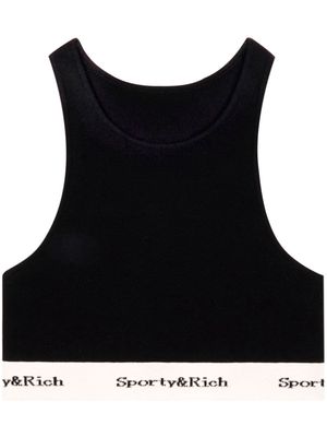 Sporty & Rich Serif Logo cropped tank top - Black