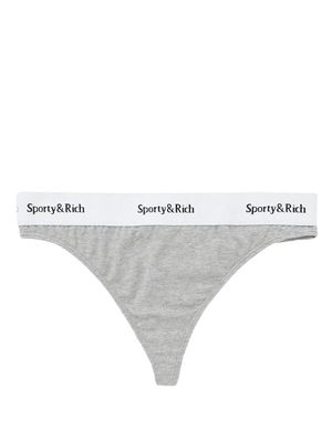 Sporty & Rich Serif logo-waistband thong - Grey