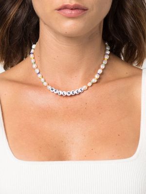 Sporty & Rich slogan-detail pearl-embellished necklace - White