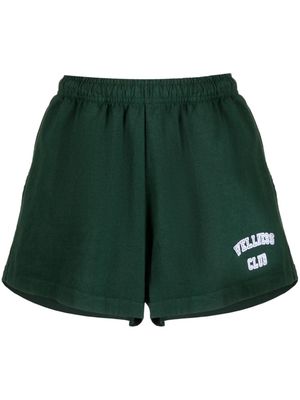 Sporty & Rich slogan-embroidered cotton shorts - Green