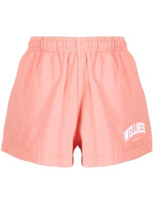 Sporty & Rich slogan-embroidered cotton shorts - Pink