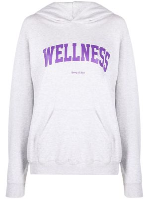 Sporty & Rich slogan-print melange hoodie - Grey