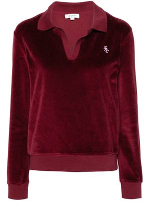 Sporty & Rich SRC velour polo top - Red