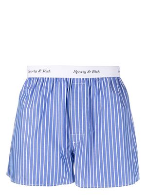 Sporty & Rich striped cotton boxer shorts - Blue
