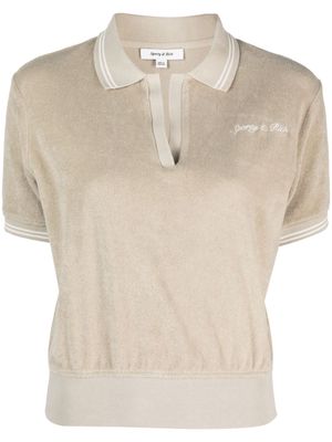 Sporty & Rich Syracuse logo-embroidered polo shirt - Neutrals