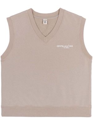 Sporty & Rich Tank logo-embroidered cotton vest - Neutrals