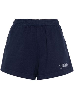 Sporty & Rich Tennis Club-print cotton shorts - Blue