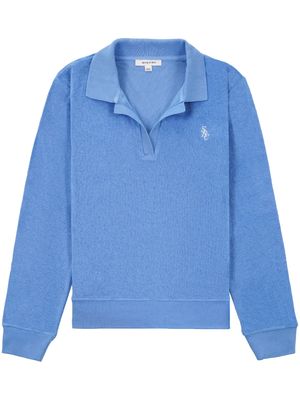 Sporty & Rich terry-cloth cotton polo jumper - FRENCH BLUE