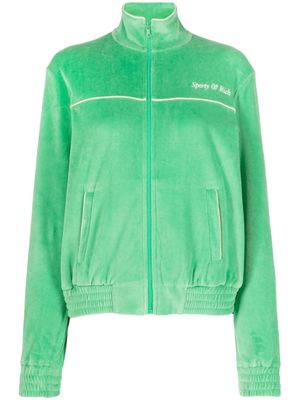Sporty & Rich towelling-finish embroidered-logo jacket - Green