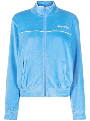 Sporty & Rich towelling-finish logo-embroidered jacket - Blue