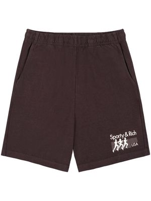 Sporty & Rich Trio cotton track shorts - Brown