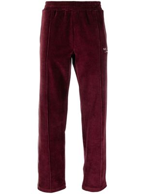 Sporty & Rich velour side-stripe track pants - Red