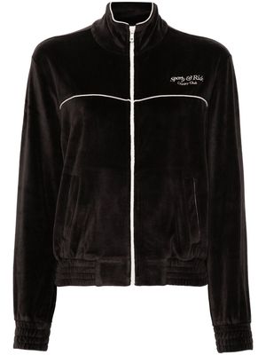 Sporty & Rich velour zip-up jacket - Brown