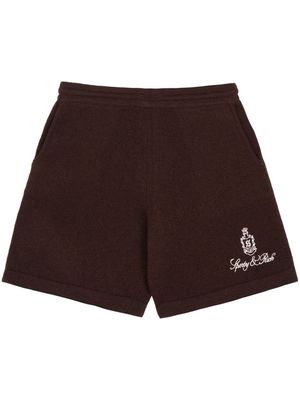 Sporty & Rich Vendome logo-embroidered cashmere shorts - Brown