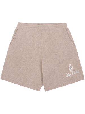 Sporty & Rich Vendome logo-embroidered cashmere shorts - Neutrals