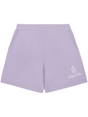 Sporty & Rich Vendome logo-embroidered cashmere shorts - Purple