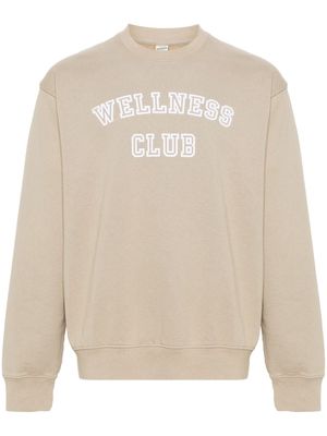 Sporty & Rich Wellness Club-flocked cotton sweatshirt - Neutrals