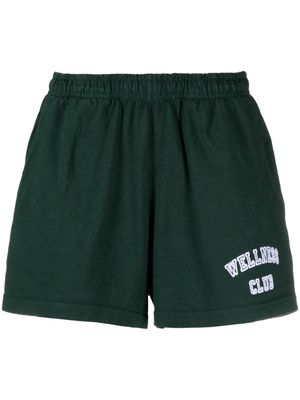 Sporty & Rich Wellness Club-print cotton shorts - Green