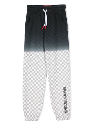 sprayground kid check-pattern cotton track pants - Black