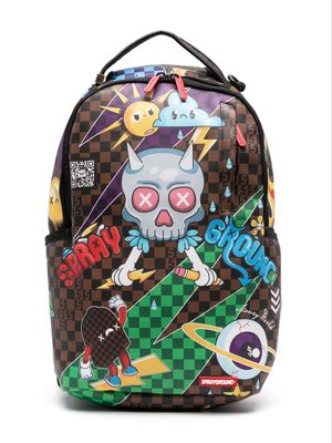 sprayground kid checked graphic-print backpack - Brown