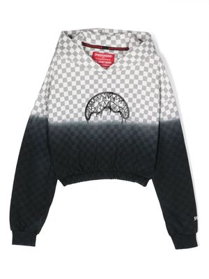 sprayground kid checkerboard-print cotton hoodie - Black