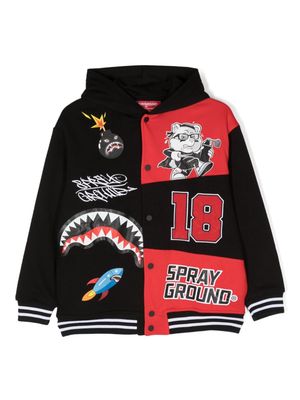 sprayground kid colour-block graphic-print bomber jacket - Black
