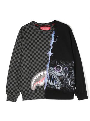 sprayground kid Electric Sharktronic graphic-print sweatshirt - Black