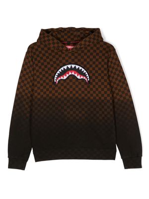 sprayground kid shark teeth embroidered hoodie - Brown