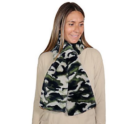 Sprigs Faux Fur Pull-Through Scarf with Zipper Pocket