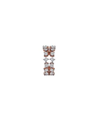 Spring Lightbeam 14k Rose Gold 2-Row White Diamond Ear Cuff, Single