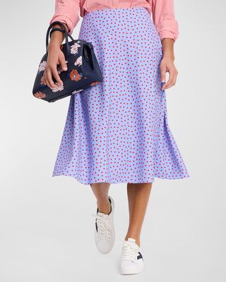 spring time polka-dot a-line midi skirt