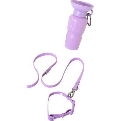 Springer Dog Leash & 22 oz. Water Bottle Set in Lilac 