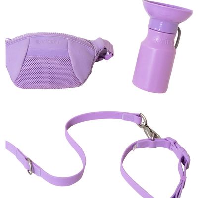 Springer Dog Sling Bag & 15 oz. Water Bottle Set in Lilac 