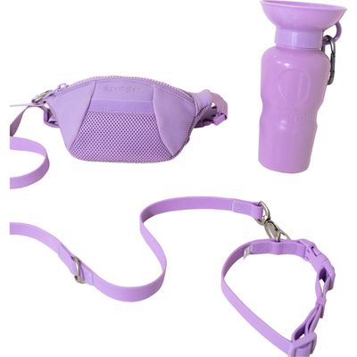 Springer Dog Sling Bag & 22 oz. Water Bottle Set in Lilac 