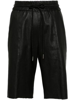 Sprwmn drawstring leather shorts - Black
