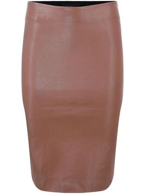 Sprwmn high-waisted leather pencil skirt - Neutrals